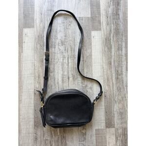J Crew Black Crossbody Camera Bag in Black Pebbled Leather Womens Small